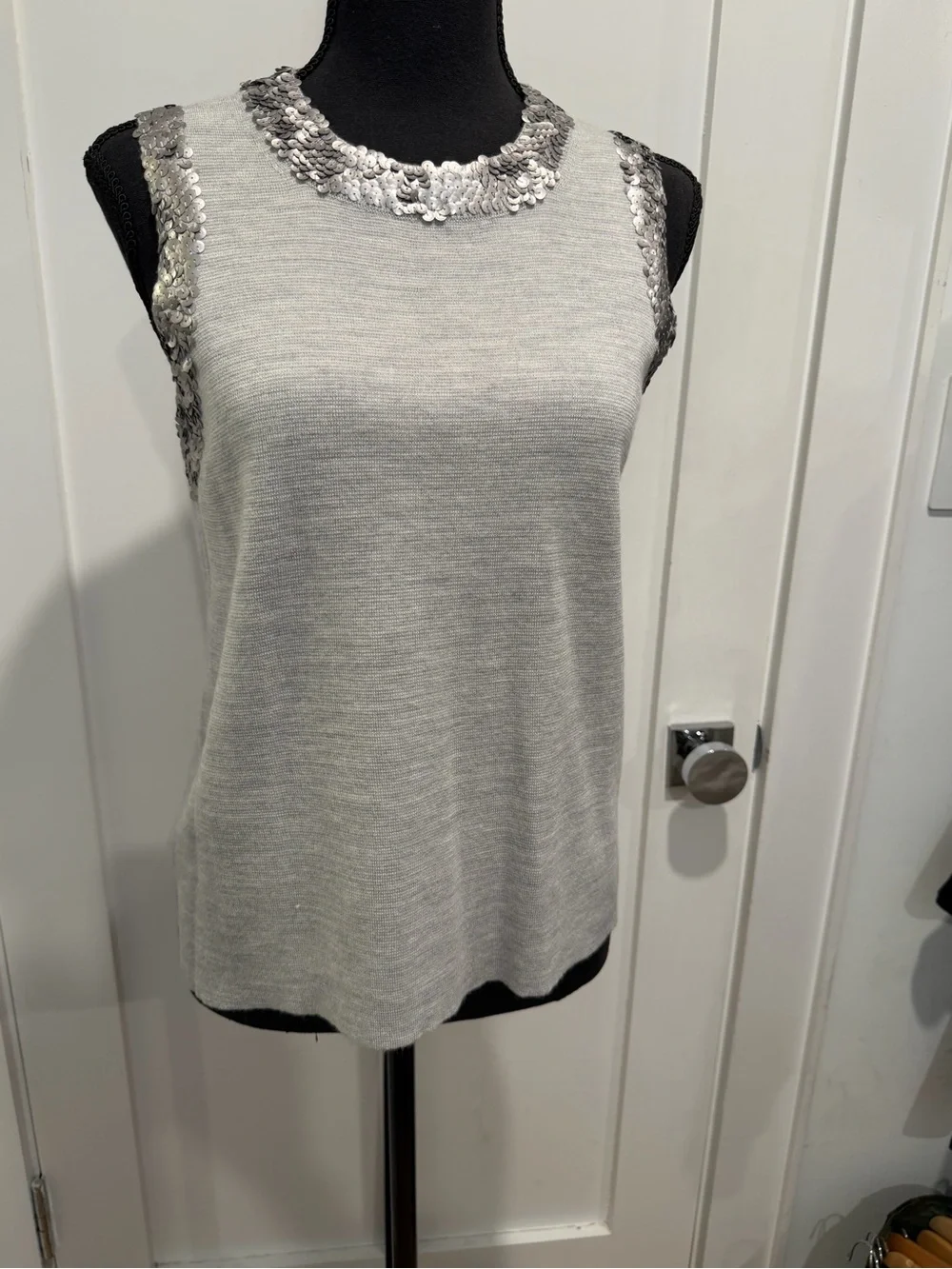 J CREW Women’s Sequined Shell Sweater S Gray